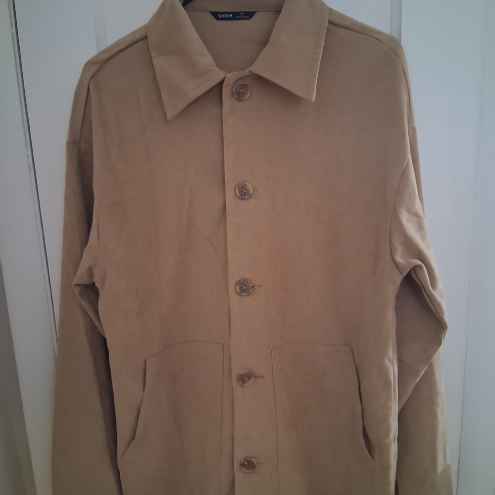 SHEIN Men's Light Tan Button Front Trench Coat